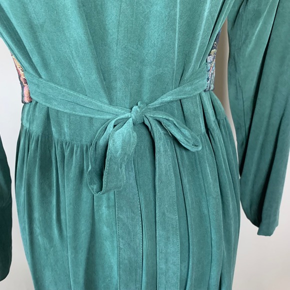 VTG Carol Anderson Green Dress with with Tapestry Bodice Size 6 - Picture 8 of 15